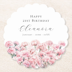 Porta-copo De Papel Flor de Nascimento de Cravo Rosa de Aniversário de