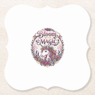 Porta-copo De Papel Flor de Unicórnio com Magia POD Pronto Fundo Branc
