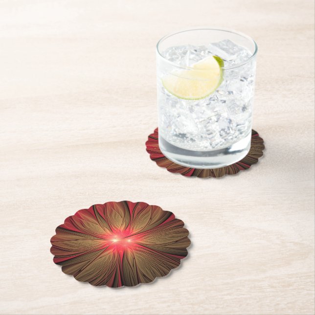 Porta-copo De Papel Flor fractal de fanfarrão vermelho (Insitu)