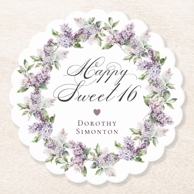 Porta-copo De Papel Flor Lilac 16 Roxo Personalizado (Frente)
