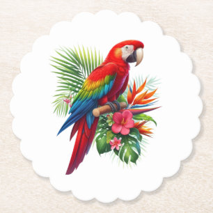 Porta-copo De Papel Flor tropical de arara vermelha
