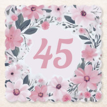 Floral 45ª Festa de aniversário Flores Rosa Pastel