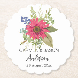 Porta-copo De Papel  Floral Bouquet Wedding Custom Name