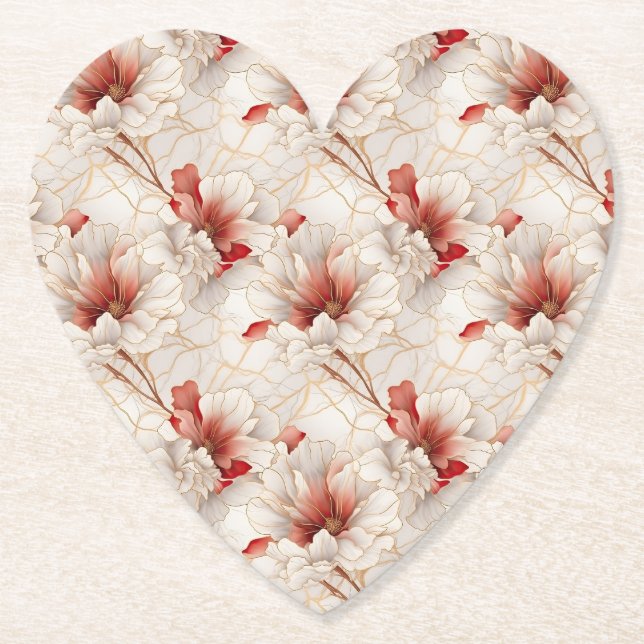 Porta-copo De Papel Floral Branco Belo (Frente)