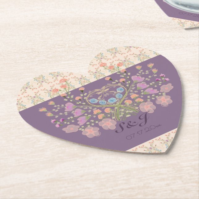 Porta-copo De Papel Floral com ameixa (Angular)