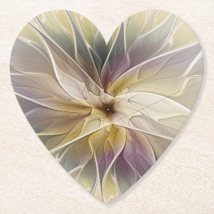 Porta-copo De Papel Floral Fantasy Dourada Eggplant Abstrato Art Fract