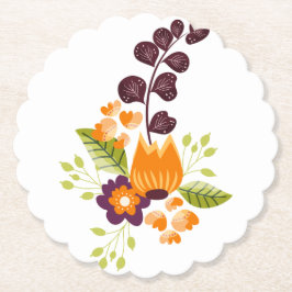 Porta-copo De Papel Floral Moderno Laranja Roxo