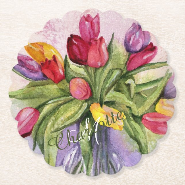 Porta-copo De Papel Floral multicolor (Frente)