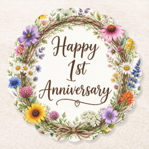 Porta-copo De Papel Floral para 1º Aniversário