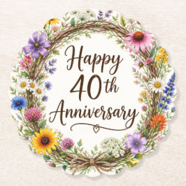 Porta-copo De Papel Floral para 40º Aniversário