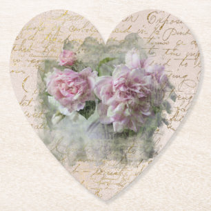 Porta-copo De Papel ** Floral Peony Heart Love Vintage Victorian AR23