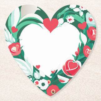 Porta-copo De Papel floral vermelho e branco