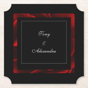 Porta-copo De Papel Floral Vermelho Moderno Preto e Branco