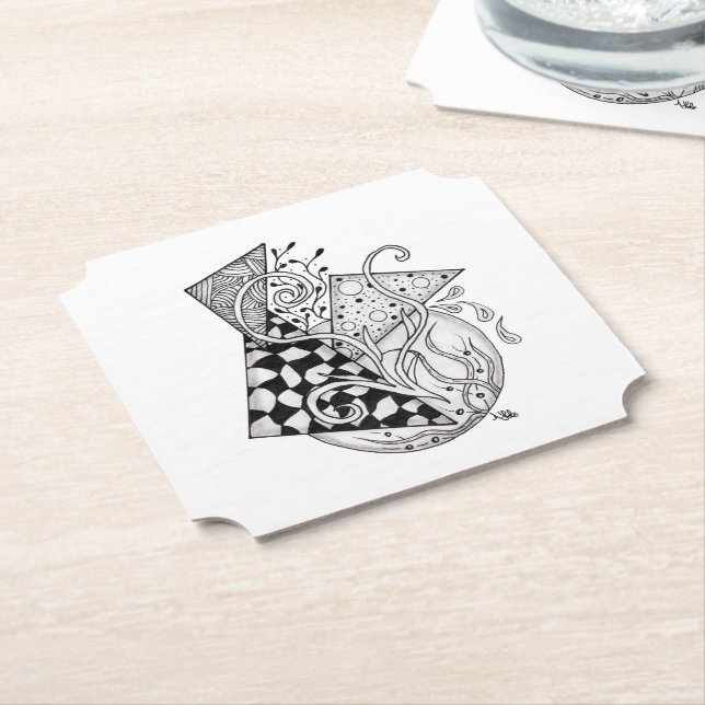 Porta-copo De Papel Florale Dreiecke, Tangle Zeichnung -  (Angular)