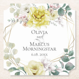 Porta-copo De Papel Flores Amarelas De Pedra De Casamento Elegante