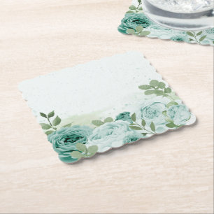 Porta-copo De Papel flores azuis românticas verdejante