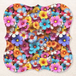 Porta-copo De Papel Flores Bonito Coloridas Padrão-20240