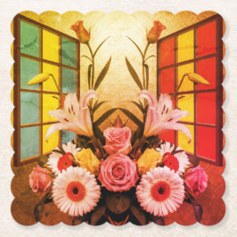 Porta-copo De Papel Flores de Arte Cubist Escaladas Conjunto de Portas