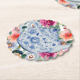 Porta-copo De Papel Flores de Bule Azul