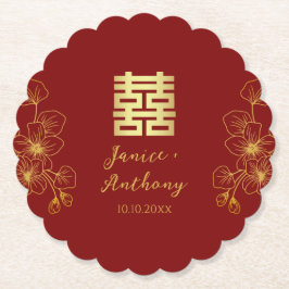 Porta-copo De Papel Flores de cereja floridas no casamento chinês dupl