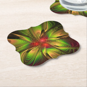 Porta-copo De Papel Flores de fantasia fractal macias e ternas