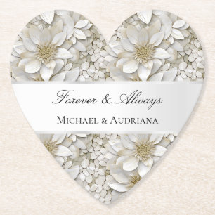 Porta-copo De Papel Flores de Lótus Brancas Douradas Chuveiro de Noiva