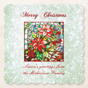 Porta-copo De Papel Flores de Natal Vermelhos, Vidro Espalhado, Vermel