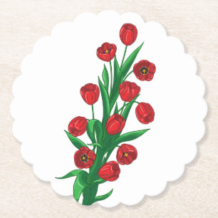 Porta-copo De Papel Flores de Tulipa Vermelha Floral Festa de Casament