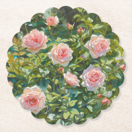 Porta-copo De Papel Flores do Jardim de Rosas Rosa Claro