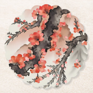 Porta-copo De Papel Flores em Preto