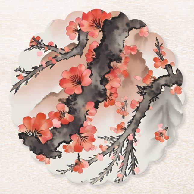 Porta-copo De Papel Flores em Preto (Frente)