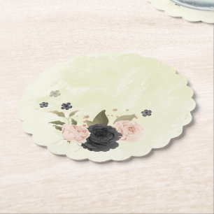 Porta-copo De Papel flores rosa com blush preto casamento