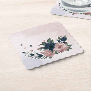 Porta-copo De Papel flores rosa e marinhos botânicas