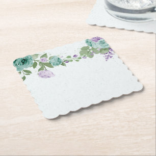 Porta-copo De Papel flores roxas azuis verde botânico