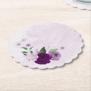 Porta-copo De Papel Flores roxas românticas vegetação casamento