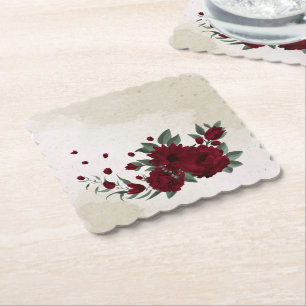 Porta-copo De Papel Flores verde burgundy