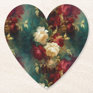 Porta-copo De Papel Flores Verdes Brancas Vermelhas