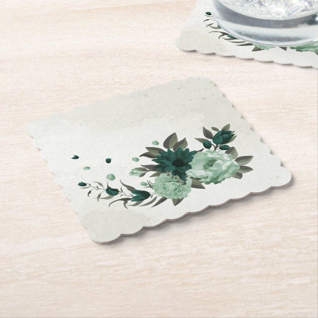 Porta-copo De Papel flores verdes esmeralda botânico (Angular)