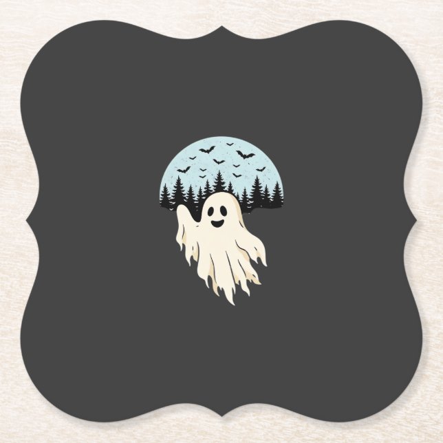Porta-copo De Papel Floresta da Lua dos Fantasmas de Halloween Design_ (Frente)