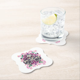 Porta-copo De Papel Flórida do crânio, cor de água do esqueleto rosa,