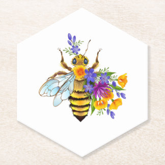 Porta-copo De Papel Flower bee with wild plants