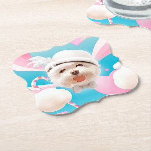 Porta-copo De Papel Fluffy Dog com White Hat