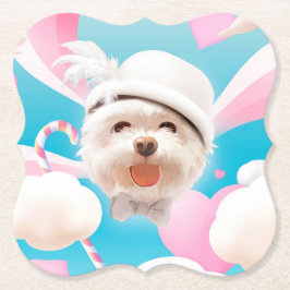 Porta-copo De Papel Fluffy Dog com White Hat
