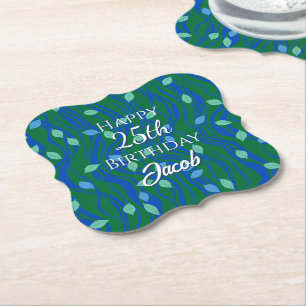 Porta-copo De Papel Fluxo Elemental Esmeralda Verde Azul Cobalto com F