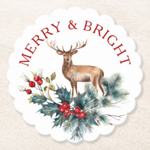 Porta-copo De Papel Foca de Natal e coroa de cervo