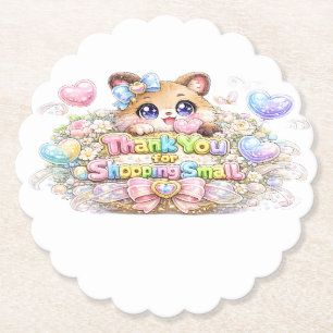Porta-copo De Papel Fofa Kawaii Obrigado Por Comprar Gatinho Pequeno