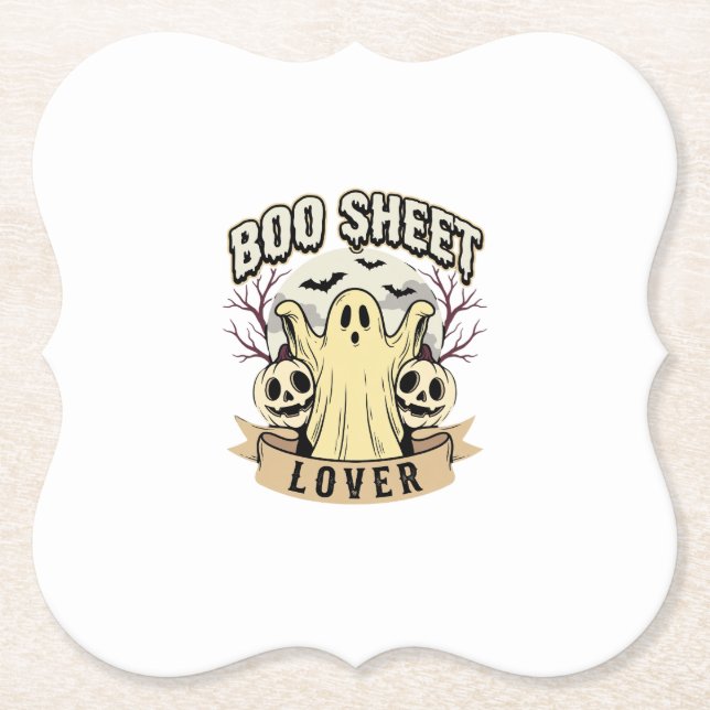 Porta-copo De Papel Folha de Arrepio de Halloween Amante Fantasma Lua (Frente)