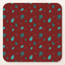 Porta-copo De Papel Folhas de Árvore Evergreen e Berries Red Holly