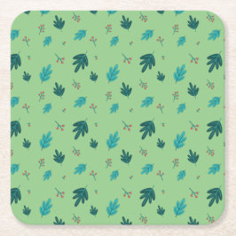 Porta-copo De Papel Folhas de Árvore Evergreen e Berries Red Holly