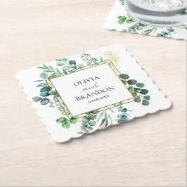 Porta-copo De Papel Folhas de Verde Botânico de Eucalipto Casamento